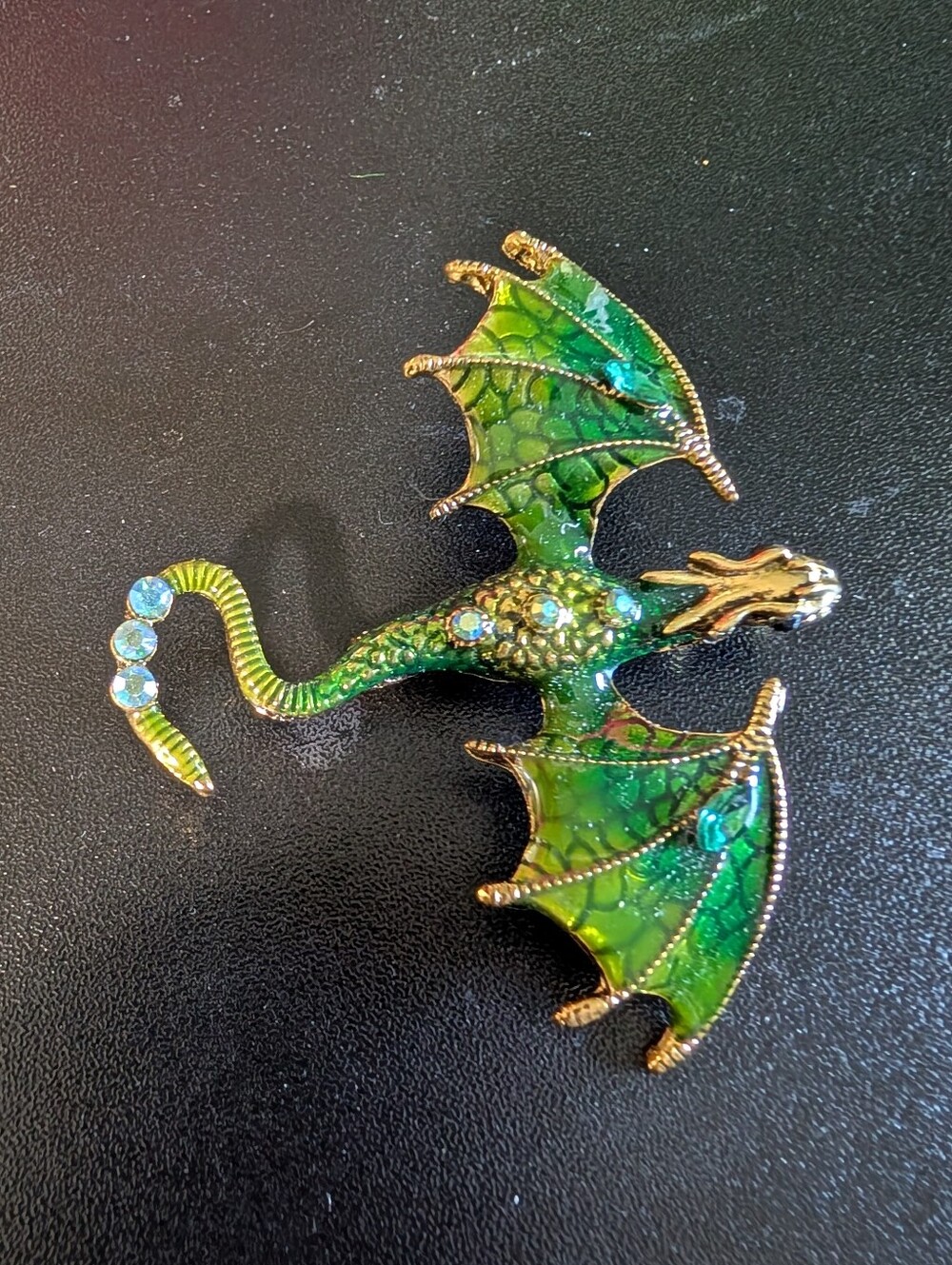 Green Dragon Reptile Brooch Pin
